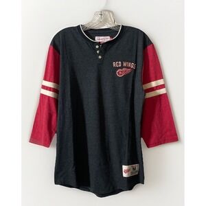 Men's (Medium) Mitchell‎ & Ness X NHL Detroit Red Wings 3/4 Sleeve T-Shirt NWT